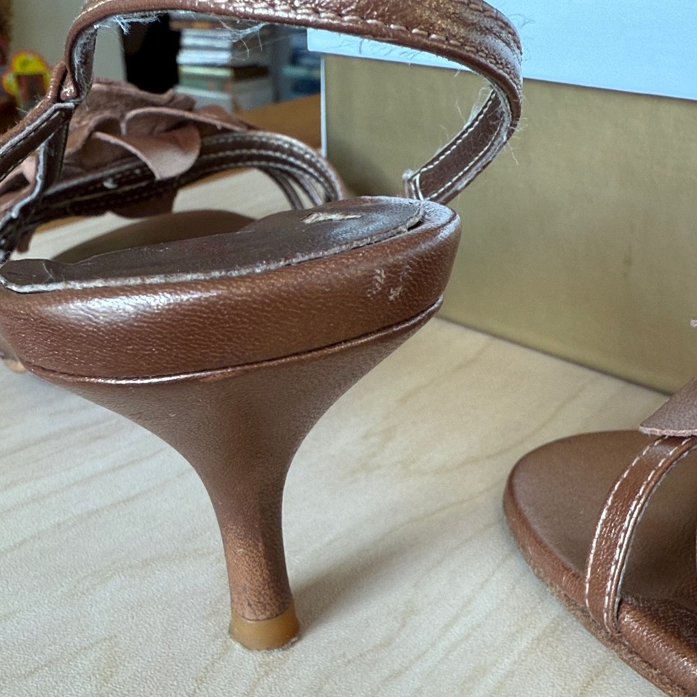 Sacha London Bronze Strappy Heels with Rose Detail - Picture 14 of 16